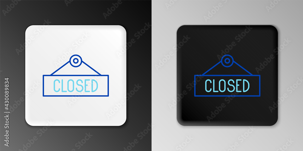 Line Hanging sign with text Closed icon isolated on grey background. Business theme for cafe or restaurant. Colorful outline concept. Vector Line Hanging sign with text Closed icon isolated on grey background. Business theme for cafe or restaurant. Colorful outline concept. Vector