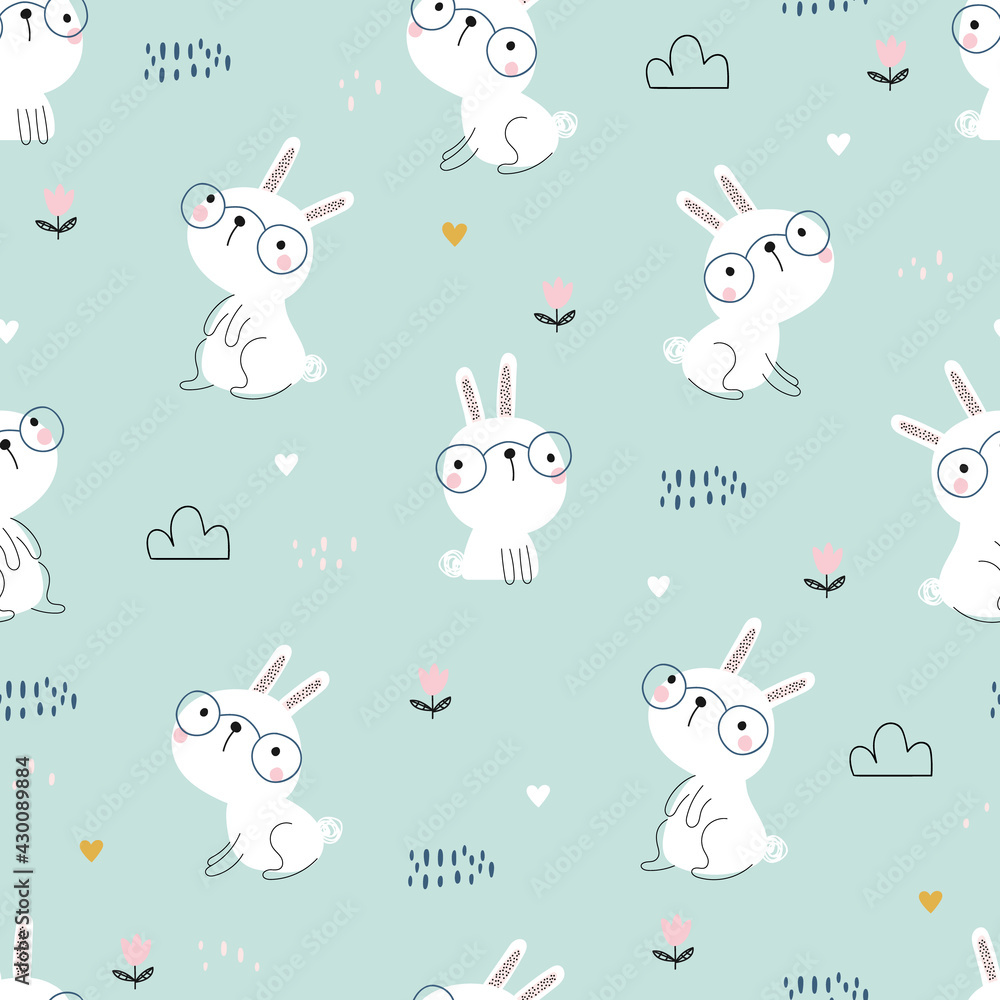Fototapeta premium Cute bunny pattern in vector