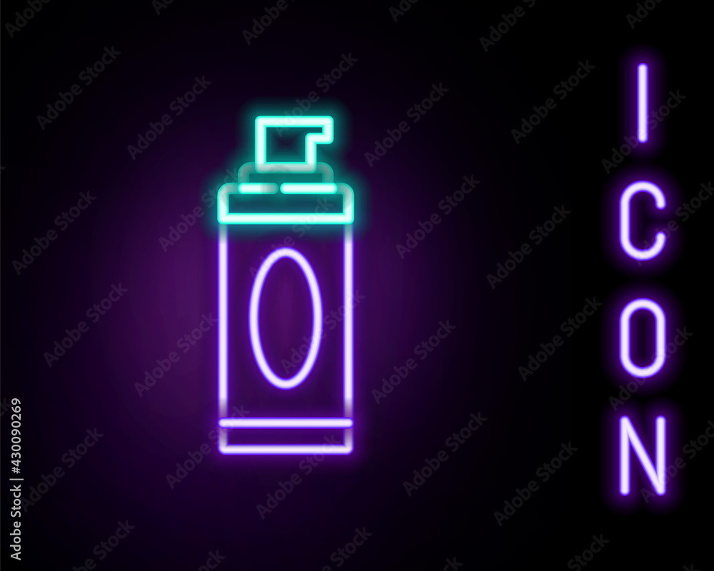 Glowing neon line Shaving gel foam icon isolated on black background. Shaving cream. Colorful outline concept. Vector Glowing neon line Shaving gel foam icon isolated on black background. Shaving cream. Colorful outline concept. Vector