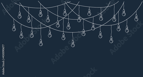christmas new year wedding celebration party hanging string lights decoration garland,  vector illustration festive graphic