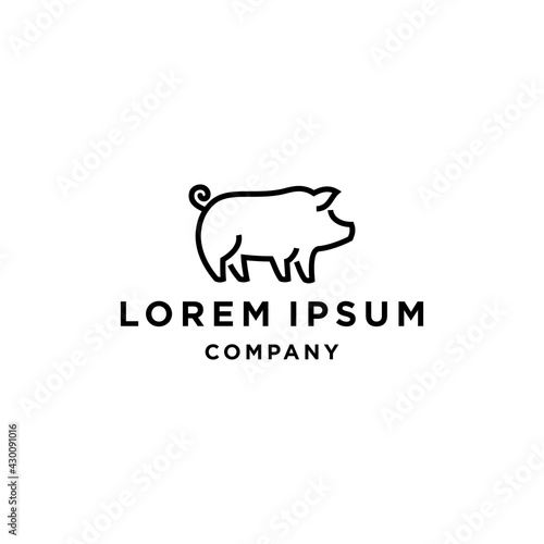 simple pig silhouette logo icon design, minimal pork template clip art vector for restaurant cafe food brand 