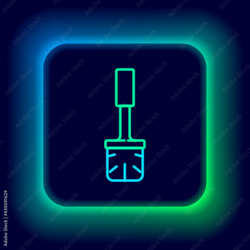 Glowing neon line Toilet brush icon isolated on black background. Colorful outline concept. Vector Glowing neon line Toilet brush icon isolated on black background. Colorful outline concept. Vector