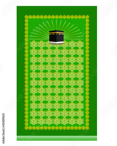 Vector design of muslim prayer rug with decorative elements. İslamic textile.