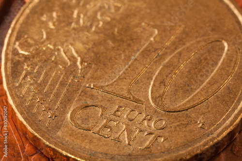 Wallpaper Mural Series of macro shots of euro coins. Obverse of 10 cents. Year of manufacture 2010. Country Spain Torontodigital.ca