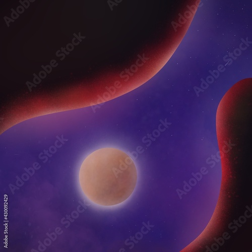 Abstract space illustration with planets and stars