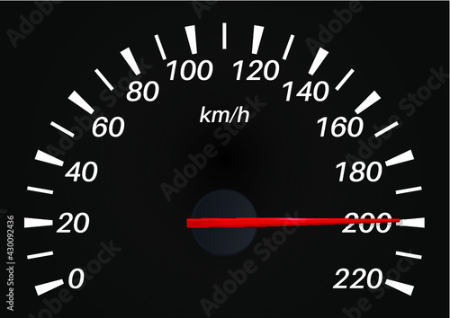Black Speedo Meter from 0 t0 200