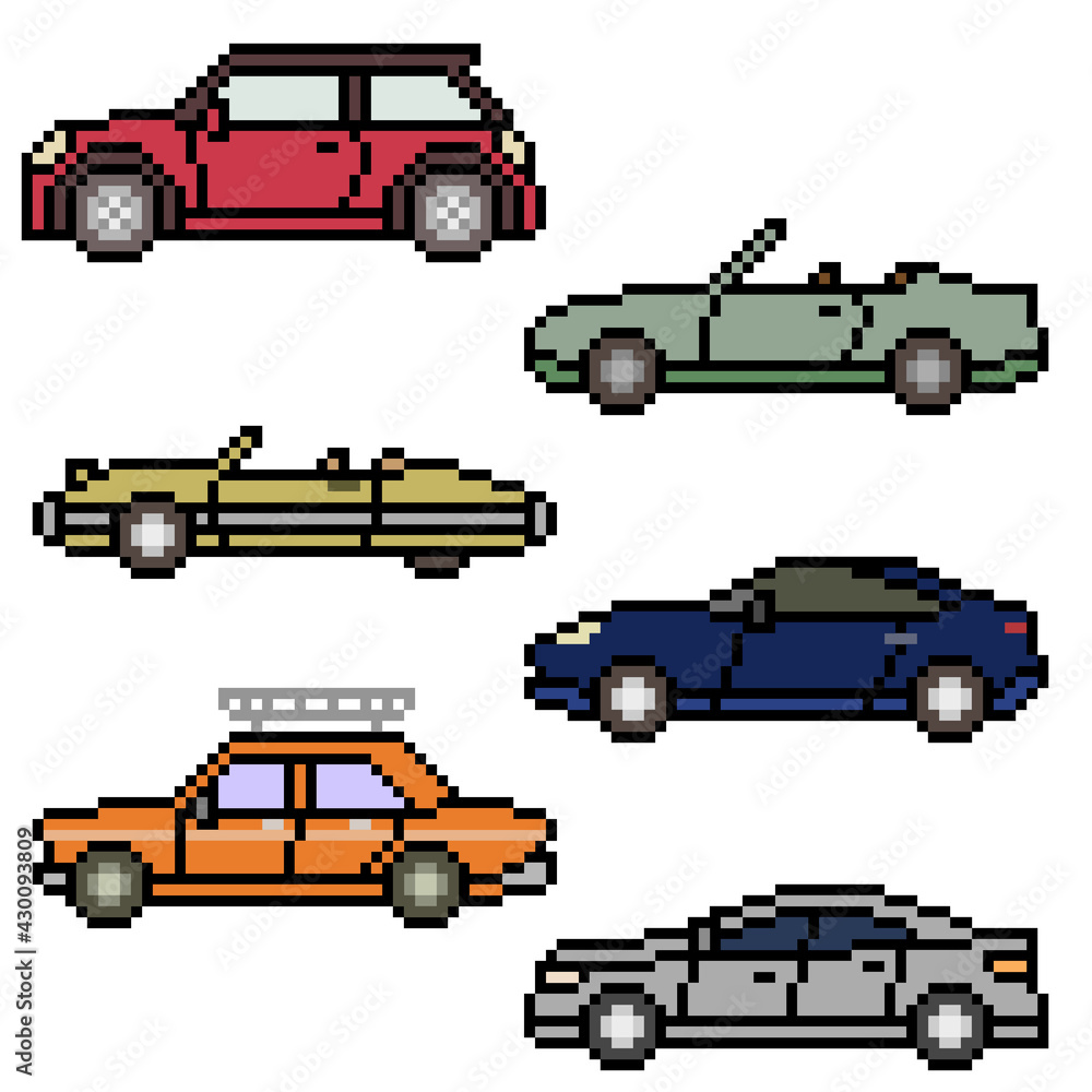 pixel art various car side