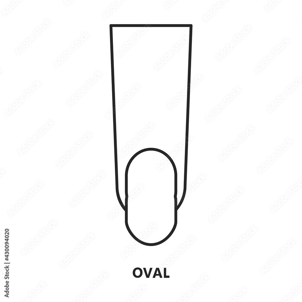 Nail shape vector outline icon. Vector illustration nail shape on white background. Isolated outline illustration icon of manicure. Nail shape vector outline icon. Vector illustration nail shape on white background. Isolated outline illustration icon of manicure.