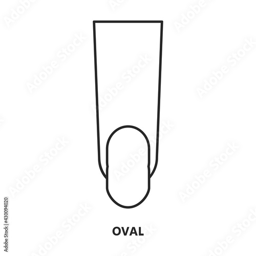 Nail shape vector outline icon. Vector illustration nail shape on white background. Isolated outline illustration icon of manicure.