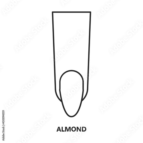 Nail shape vector outline icon. Vector illustration nail shape on white background. Isolated outline illustration icon of manicure.