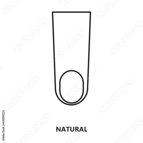 Nail shape vector outline icon. Vector illustration nail shape on white background. Isolated outline illustration icon of manicure.