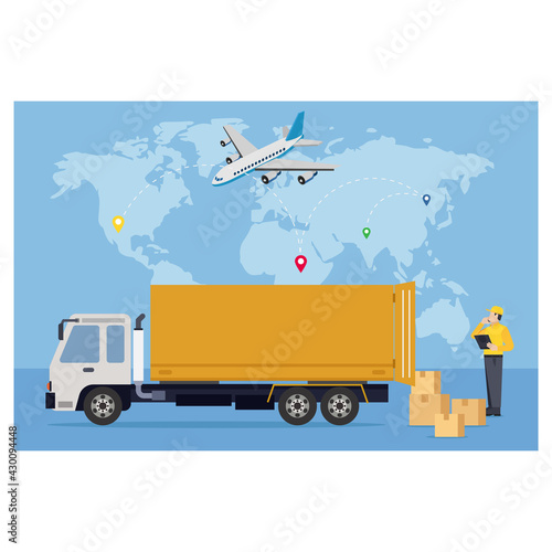 Shipping service airline transport illustration