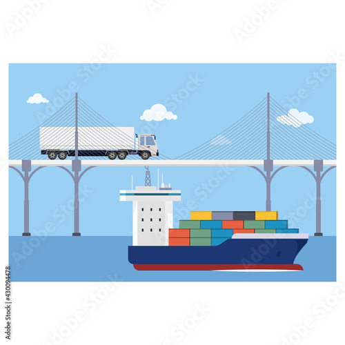 Shipping service cargo deliver illustration