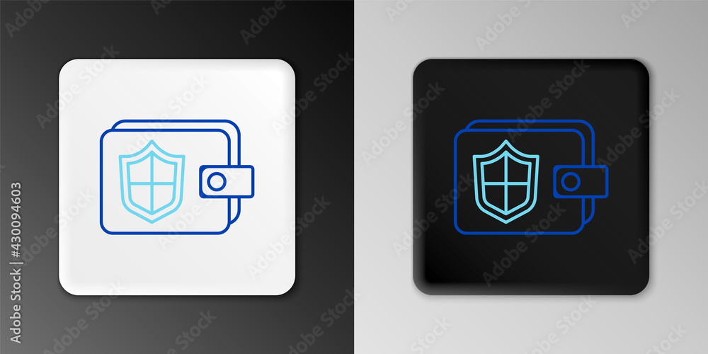 Line Wallet and money with shield icon isolated on grey background. Insurance concept. Security, safety, protection, protect concept. Colorful outline concept. Vector Line Wallet and money with shield icon isolated on grey background. Insurance concept. Security, safety, protection, protect concept. Colorful outline concept. Vector