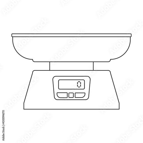 Electronic balance vector icon.Outline vector icon isolated on white background electronic balance.