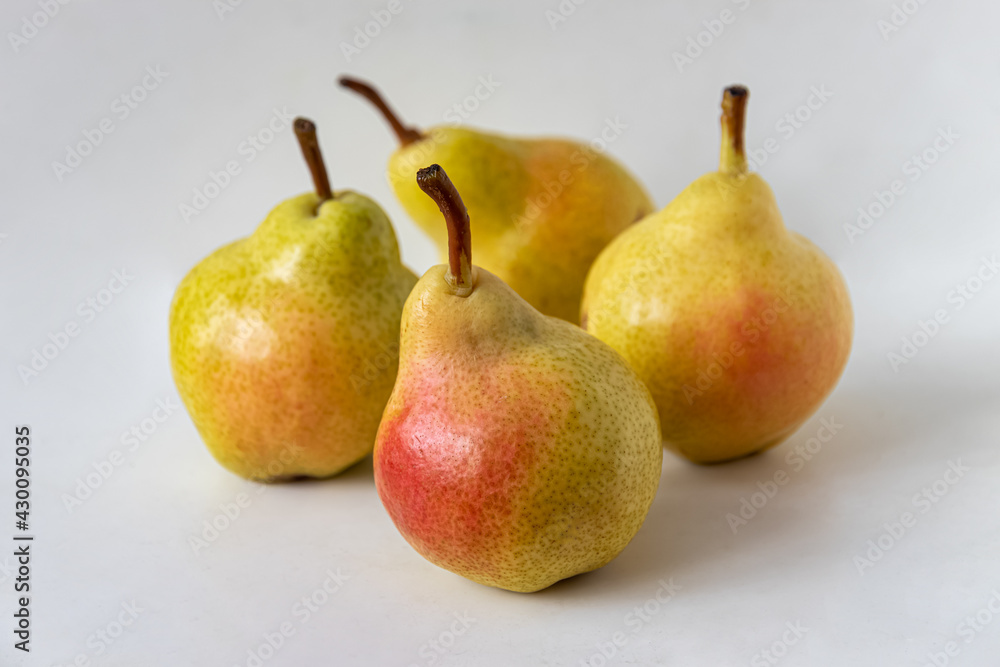 Sweet ripe yellow pears with red sides Sweet ripe yellow pears with red sides