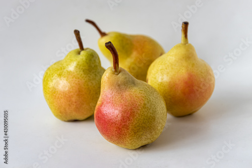 Sweet ripe yellow pears with red sides