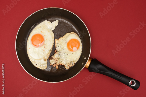fried eggs in a frying pan