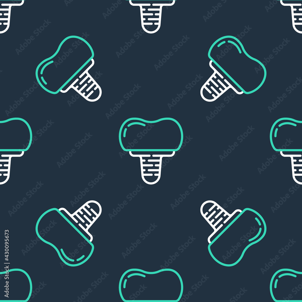 Line Dental implant icon isolated seamless pattern on black background. Vector Line Dental implant icon isolated seamless pattern on black background. Vector