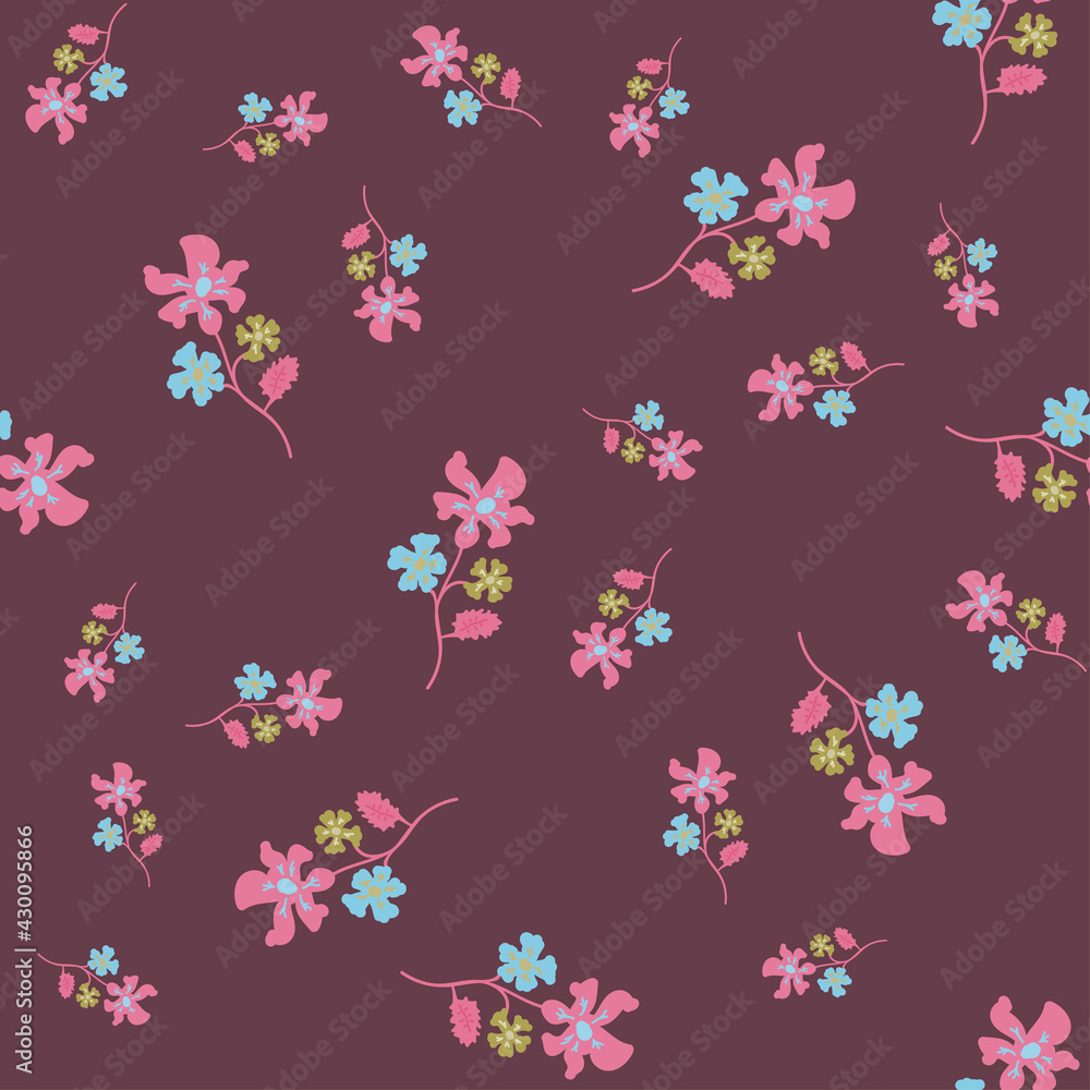 Simple cute pattern in small flowers. Shabby chic millefleurs. Floral seamless background for dress, manufacturing, wallpapers, print, gift wrap and scrapbooking. Simple cute pattern in small flowers. Shabby chic millefleurs. Floral seamless background for dress, manufacturing, wallpapers, print, gift wrap and scrapbooking.