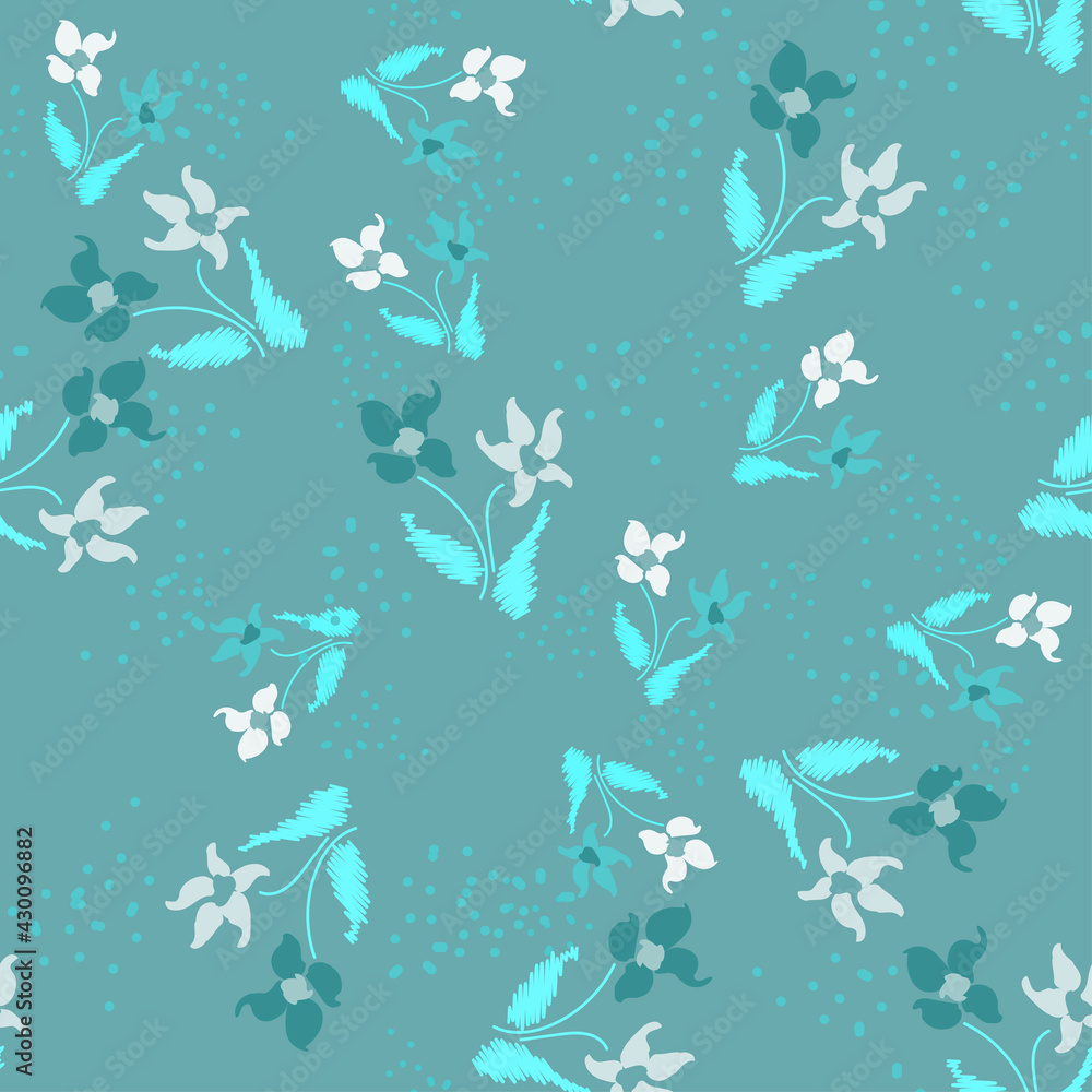 Simple cute pattern in small flowers. Shabby chic millefleurs. Floral seamless background for dress, manufacturing, wallpapers, print, gift wrap and scrapbooking. Simple cute pattern in small flowers. Shabby chic millefleurs. Floral seamless background for dress, manufacturing, wallpapers, print, gift wrap and scrapbooking.