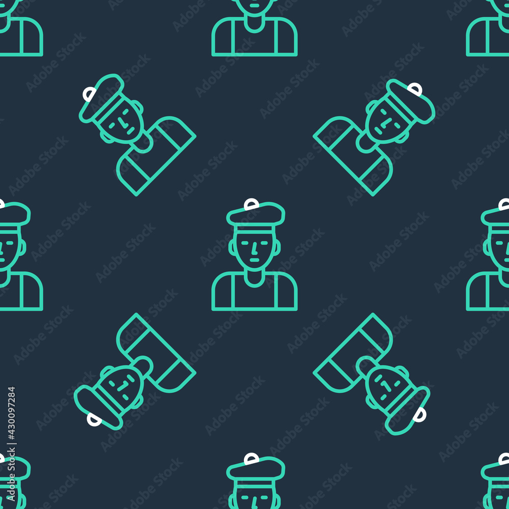 Line French man icon isolated seamless pattern on black background. Vector Line French man icon isolated seamless pattern on black background. Vector