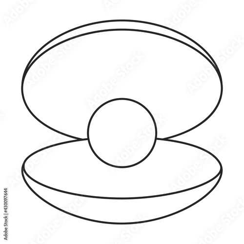 Pearl shell vector outline icon. Vector illustration pearl shell on white background. Isolated outline illustration icon of seashell