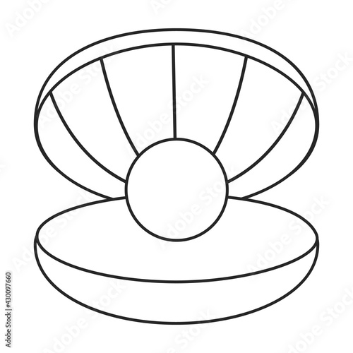 Pearl shell vector outline icon. Vector illustration pearl shell on white background. Isolated outline illustration icon of seashell