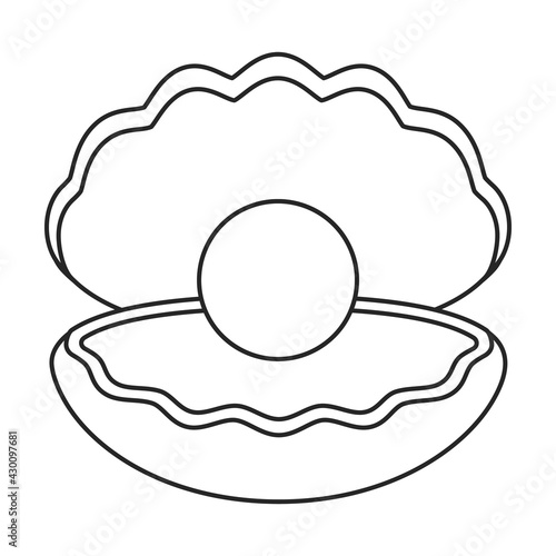 Pearl shell vector outline icon. Vector illustration pearl shell on white background. Isolated outline illustration icon of seashell