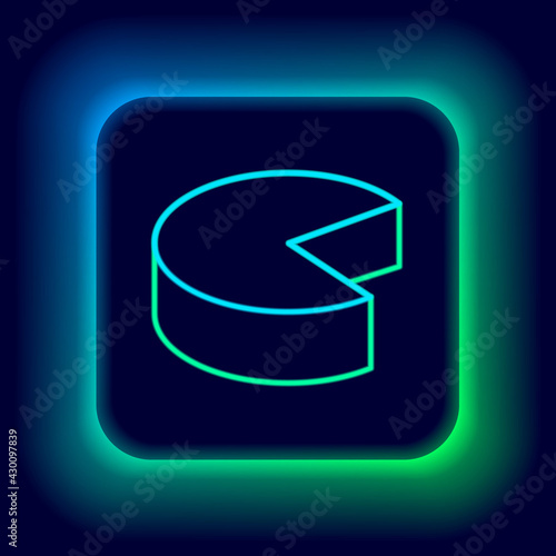 Glowing neon line Cheese icon isolated on black background. Colorful outline concept. Vector