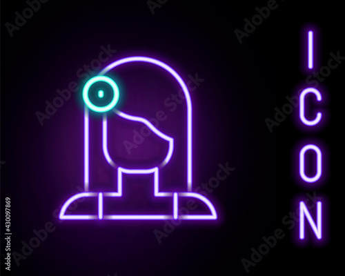 Glowing neon line Portrait of Spanish woman icon isolated on black background. Colorful outline concept. Vector