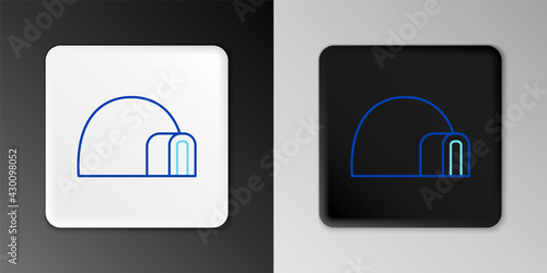 Line Igloo ice house icon isolated on grey background. Snow home, Eskimo dome-shaped hut winter shelter, made of blocks. Colorful outline concept. Vector