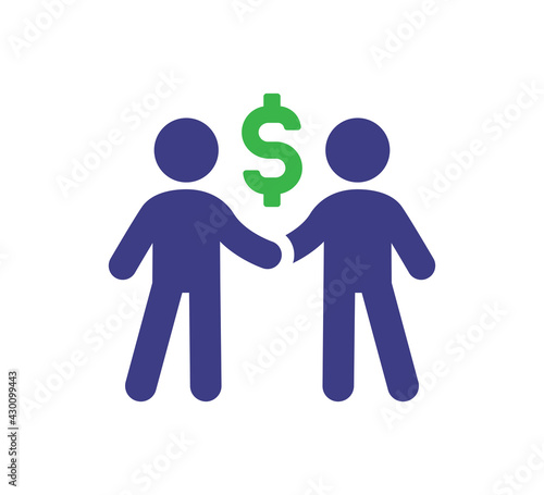 Two man dealing about business investment icon. Financial concept