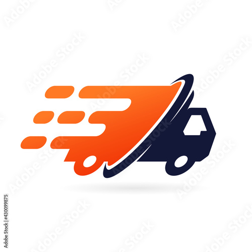 fast truck delivery logo vector