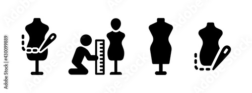 Tailor icon measure clothing set vector illustration.