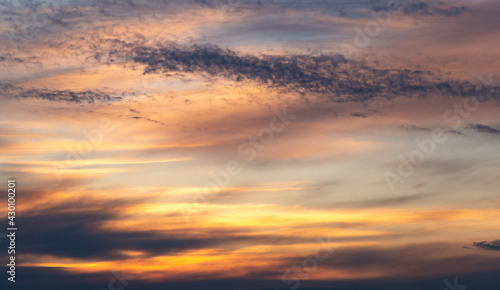 Heavenly abstract background. Picturesque bright, dramatic evening sky.