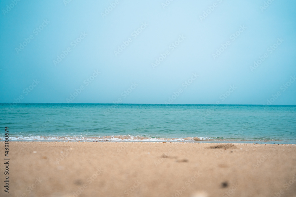 The beach on the island on a rainy day