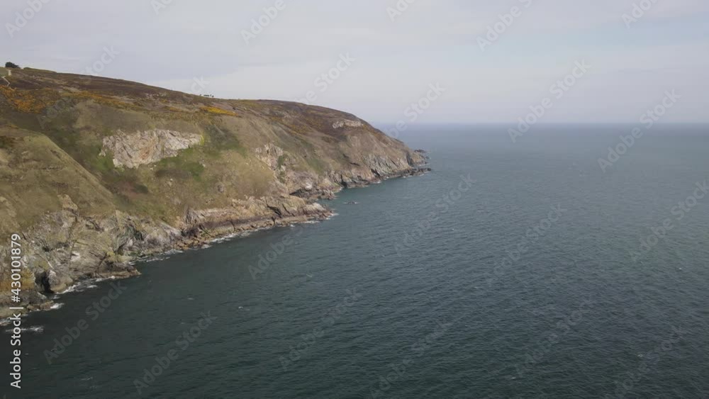 Scenic View Of Howth Head Surrounded By Irish Sea In Ireland. aerial drone, wide shot Scenic View Of Howth Head Surrounded By Irish Sea In Ireland. aerial drone, wide shot