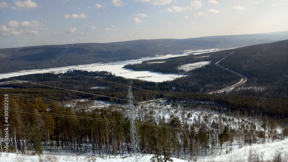 Fototapeta premium landscape with mountains and lake