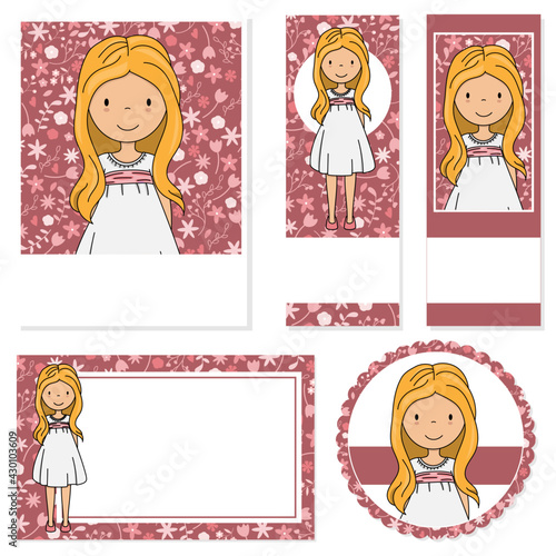 My first communion girl. Cards of different formats. Space for text