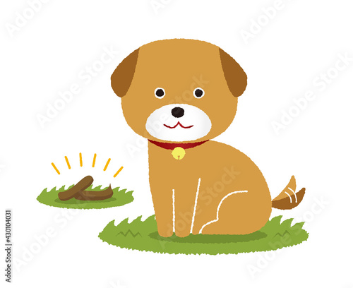 Vector illustration of a pooping dog (clean up after your dog)