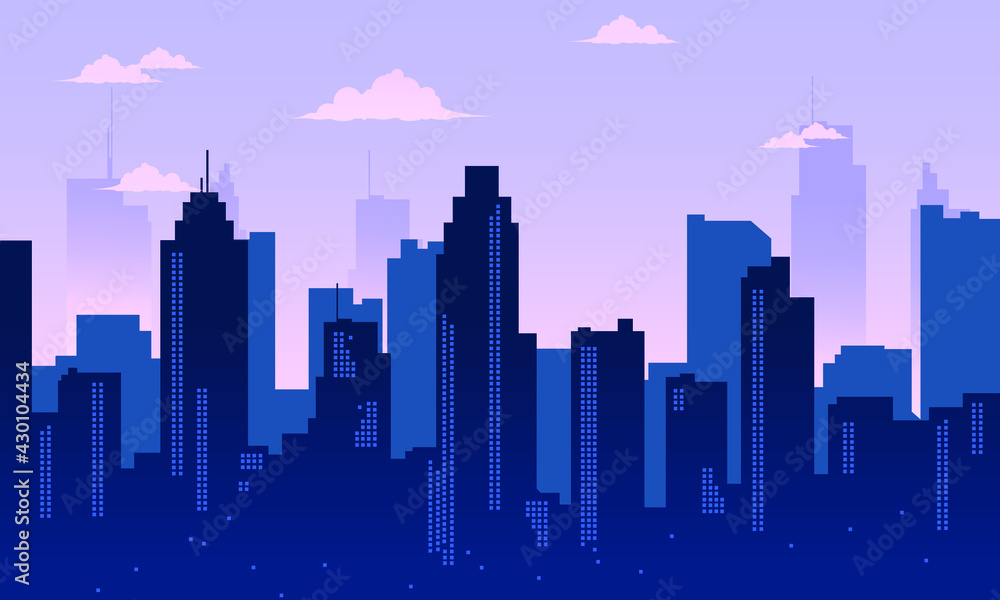 cool city skyline Background silhouette