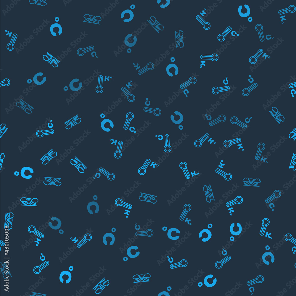 Set Celsius, Meteorology thermometer, and Rainbow with clouds on seamless pattern. Vector Set Celsius, Meteorology thermometer, and Rainbow with clouds on seamless pattern. Vector