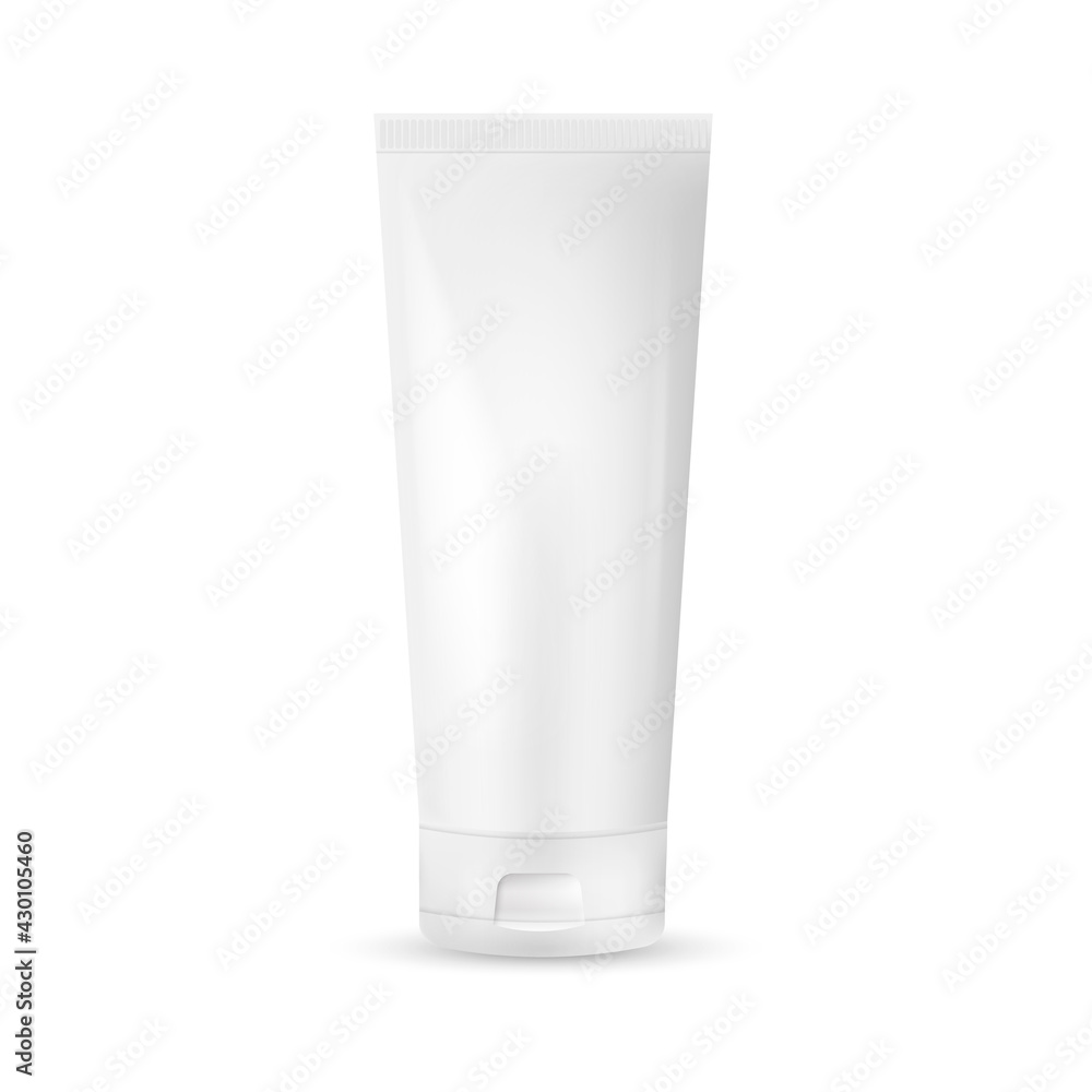 White tube mock-up for cream, tooth paste, gel, sauce, paint, glue. Packaging collection.Vector illustration isolated on white background. White tube mock-up for cream, tooth paste, gel, sauce, paint, glue. Packaging collection.Vector illustration isolated on white background.