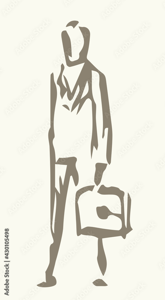 Businessman with a suitcase. Vector drawing Businessman with a suitcase. Vector drawing