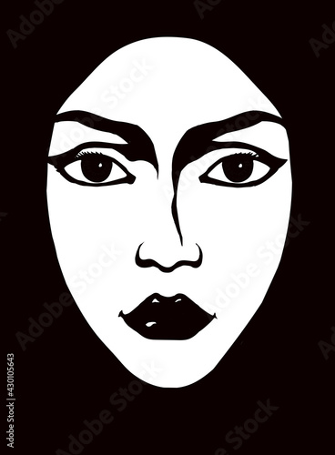 Woman face. Vector drawing icon