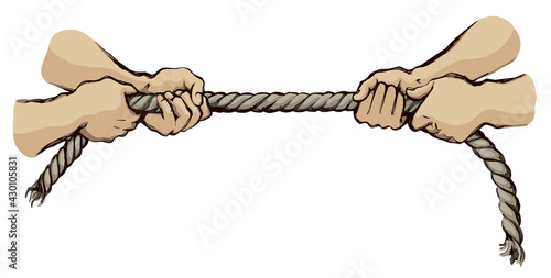 Tug of war. Vector drawing