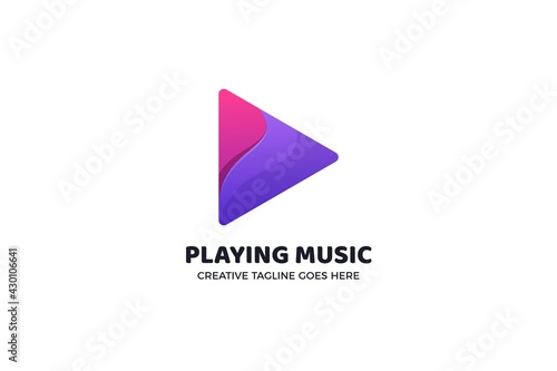 Free Download Purple Play Button Music Logo Template - GFXLoad