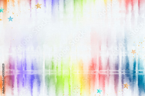 Tie dye background with rainbow watercolor border