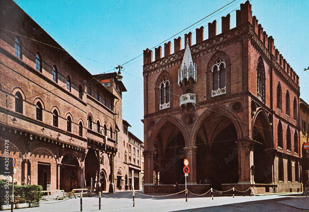 bologna square of mercanzia from the 70s